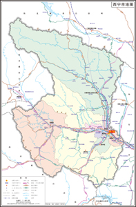 青海省西宁市地图政区水系湖泊交通公路卫星地形地势打印定制新版
