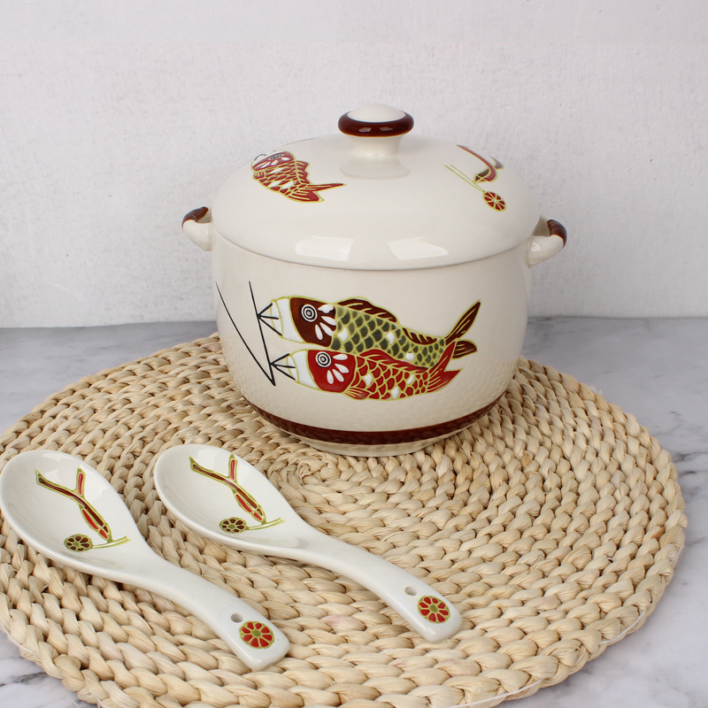 陶瓷味盅家用蒸碗小号调味煲汤排骨碗品锅带盖日式手绘炖盅隔水蒸