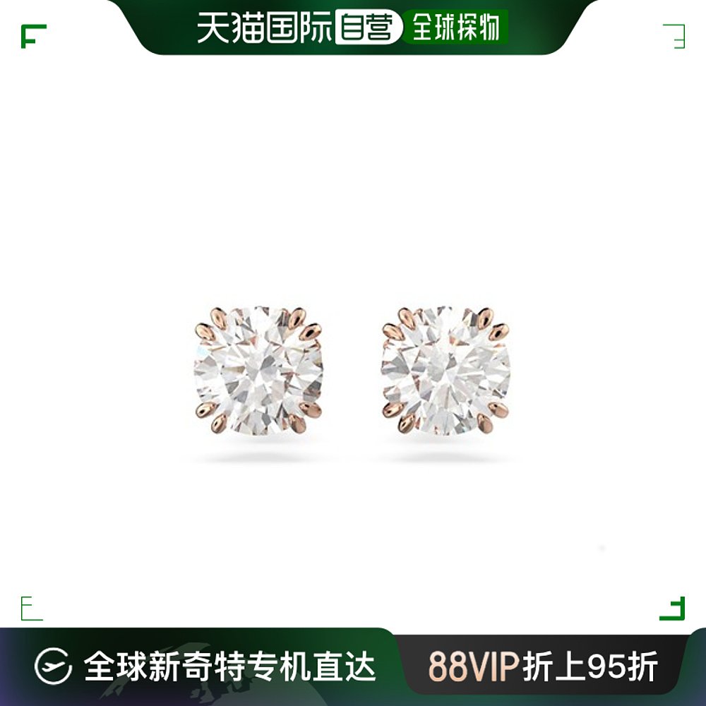 韩国直邮SWAROVSKI 气质单钻玫瑰耳钉施华洛世奇天然水晶宝石首饰