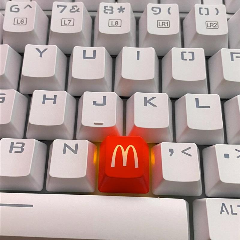 麦当劳键帽散装机械透光单个创意电脑按键微光金拱门图案R4高度