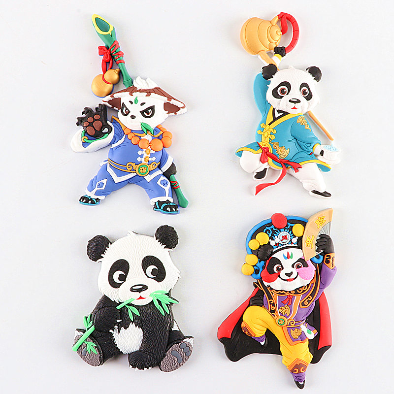 中华国宝大熊猫冰箱贴中国特色四川软胶立体磁性贴送老外国礼物