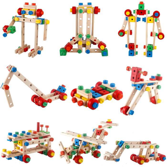 木制卡通螺母儿童动手拆装几何幼儿园益智操作区大班玩具材料