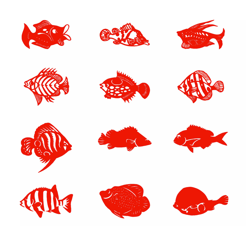 海底鱼海洋鱼贴纸窗花海鲜馆玻璃贴画不干胶防水防油海洋动物虾