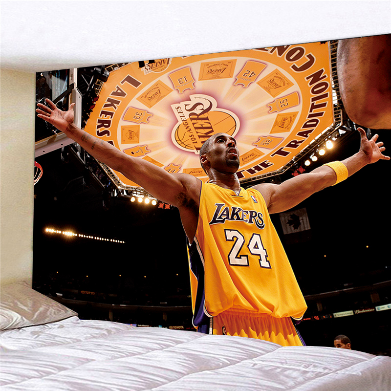 球星科比舍房间背景布NBA墙布湖人标志ins风挂画布布床头背景墙宿