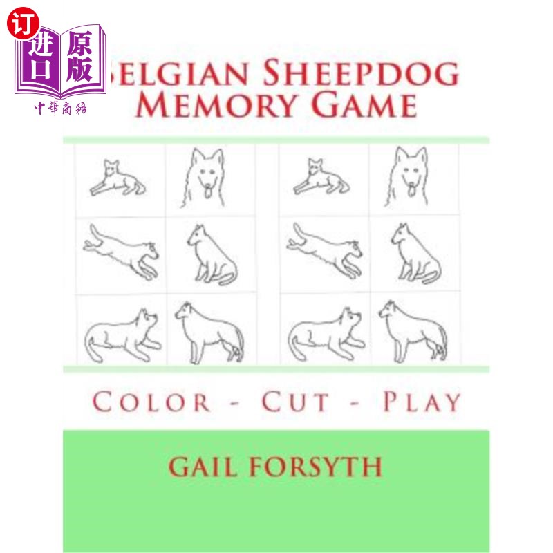 海外直订Belgian Sheepdog Memory Game: Color - Cut - Play 比利时牧羊犬记忆游戏：颜色切割游戏