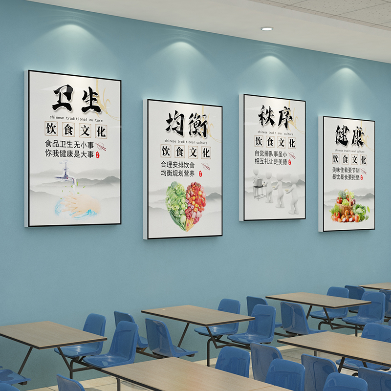 员工食堂文化墙面贴纸节约粮食餐厅宣传标语光盘行动挂画装饰布置