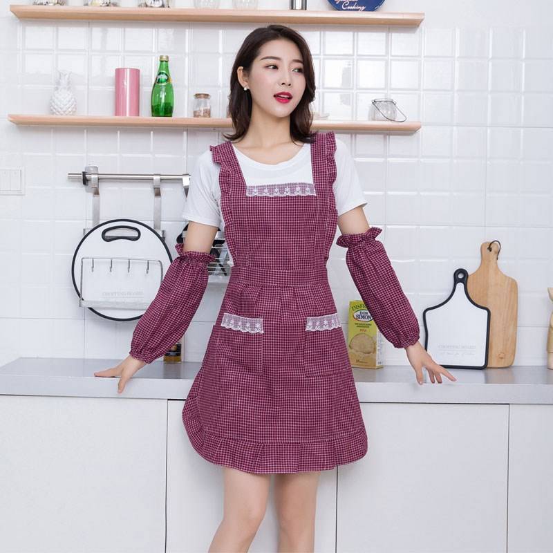 高级围裙女韩国袖套套装漂亮罩衣2021新款矮个子做饭的外罩衣防水