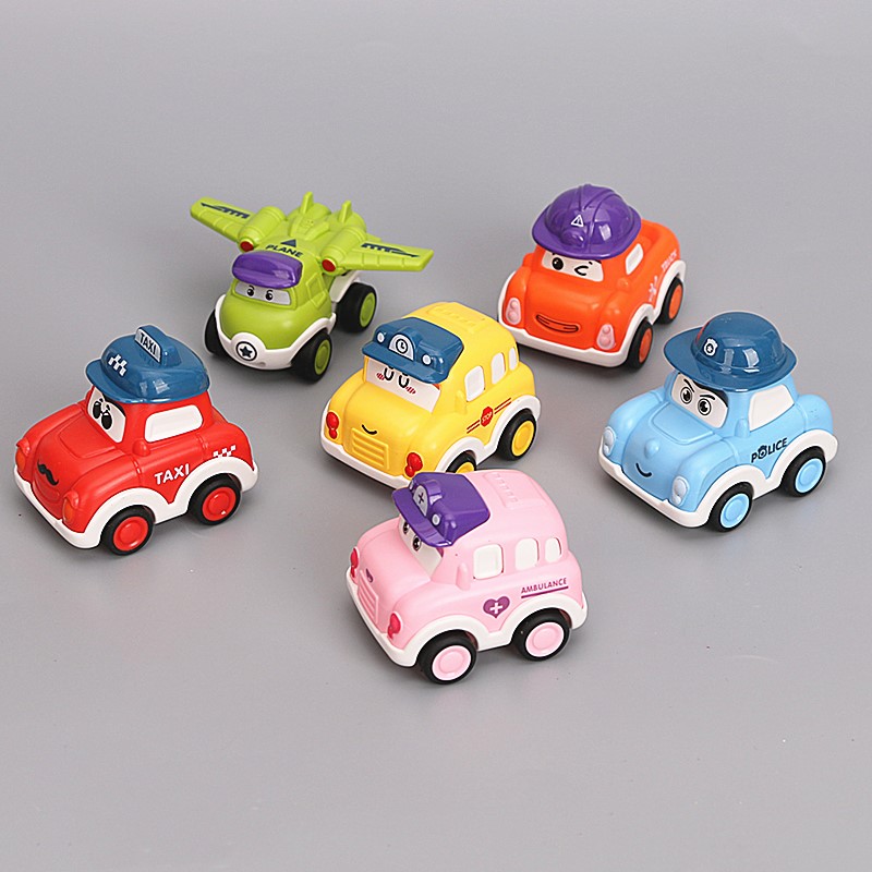 儿童玩具汽车生日蛋糕装饰摆件卡通回力警察粉色救护车动物小汽车