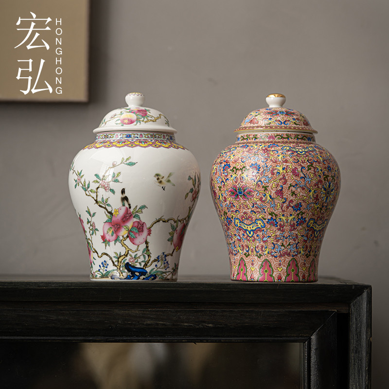 茶叶罐陶瓷密封罐家用储蓄罐醒茶罐复古中式将军罐摆件储存罐空罐