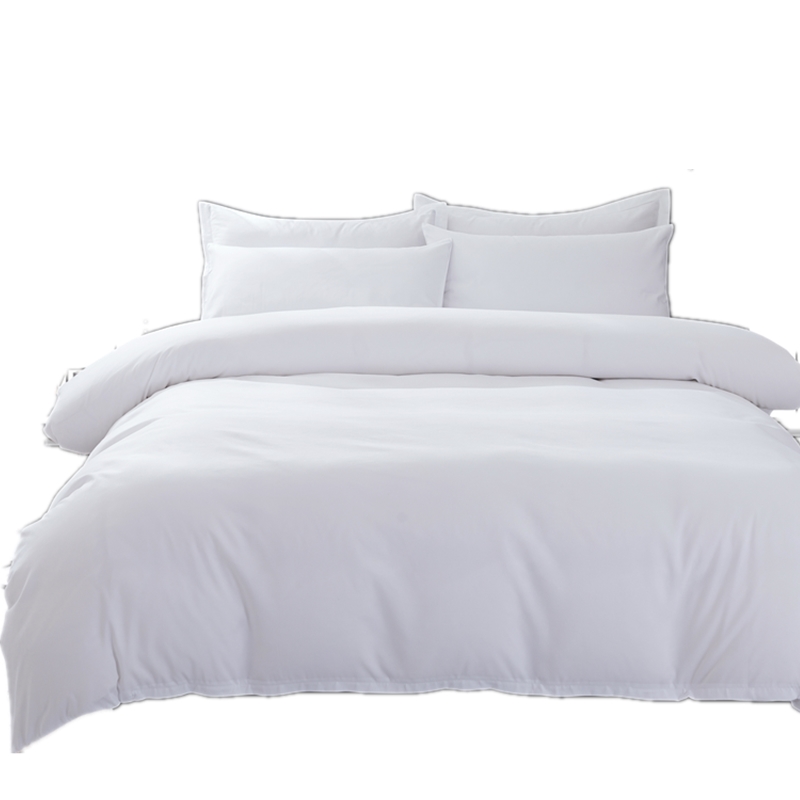 新纯白色酒店四件套宾馆床上用品单人双人床单被套4套件宿舍三品