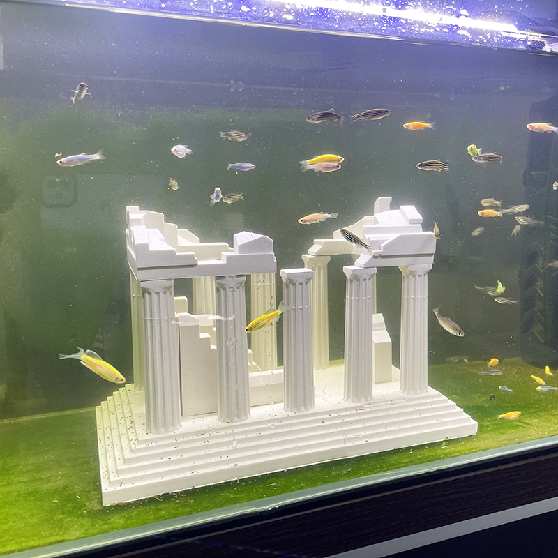 栩元希腊罗马神庙废墟鱼缸造景摆件水族箱创意水泥沉底微景观装饰