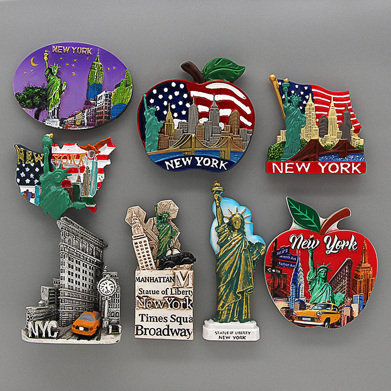 美国旅游纽约自由女神像大西洋城时代广场纽约城市3d磁性冰箱贴