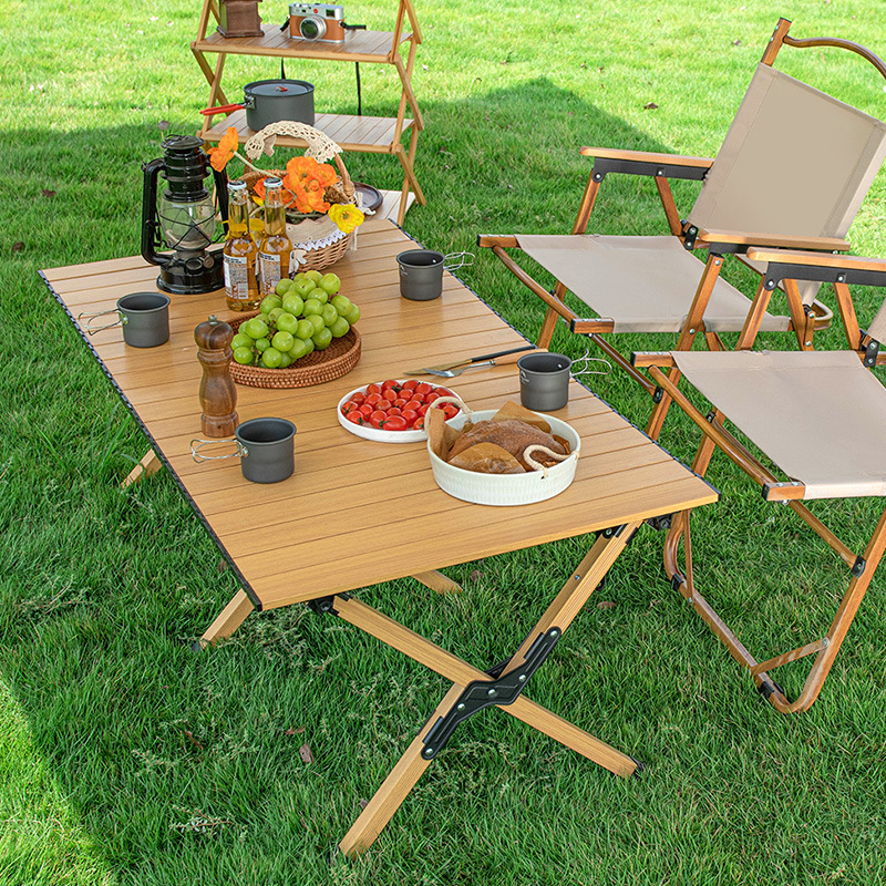 户外折叠桌便携式铝合金蛋卷桌子野餐野营露营桌椅子装备用品套装