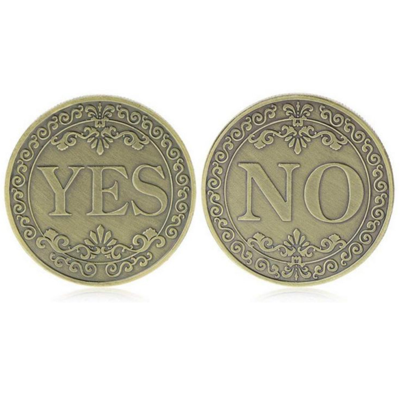 YES or NO 金属纪念币 魔术玩具币 抛硬币花纹图案收藏币 工艺品
