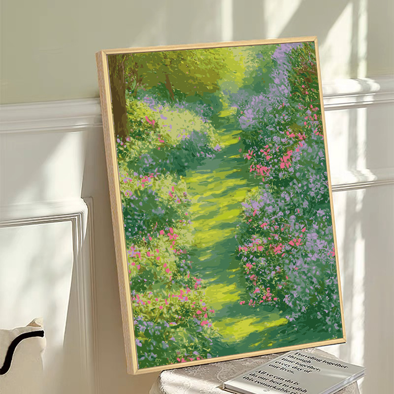 莫奈花园高级感数字油画diy填充涂色手工手绘花卉风景丙烯装饰画