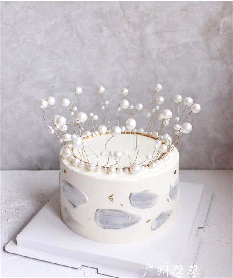 广州馨馨2019新款珍珠水晶公主皇冠王冠生日创意蛋糕模型橱窗样品