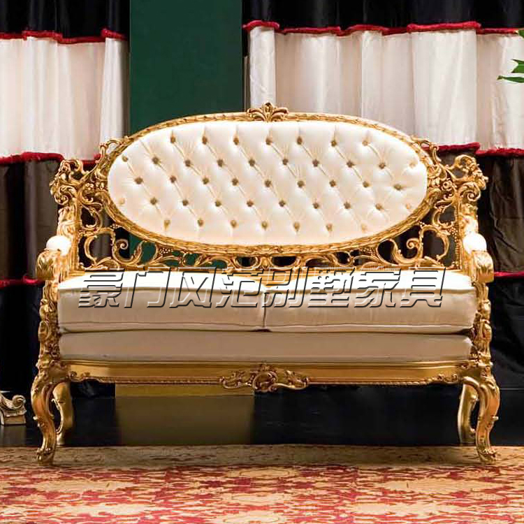 欧式奢华金箔123沙发组合法式原木手工雕花布艺沙发组合高端定制