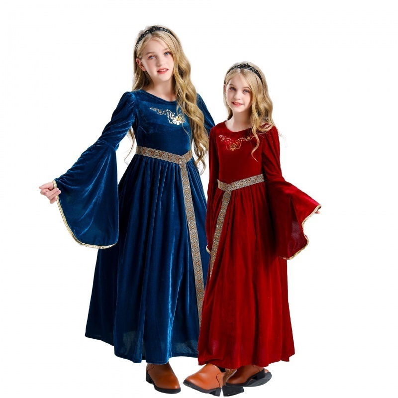 万圣节儿童中世纪宫廷公主装 女童 复古连衣裙女孩舞台话剧服