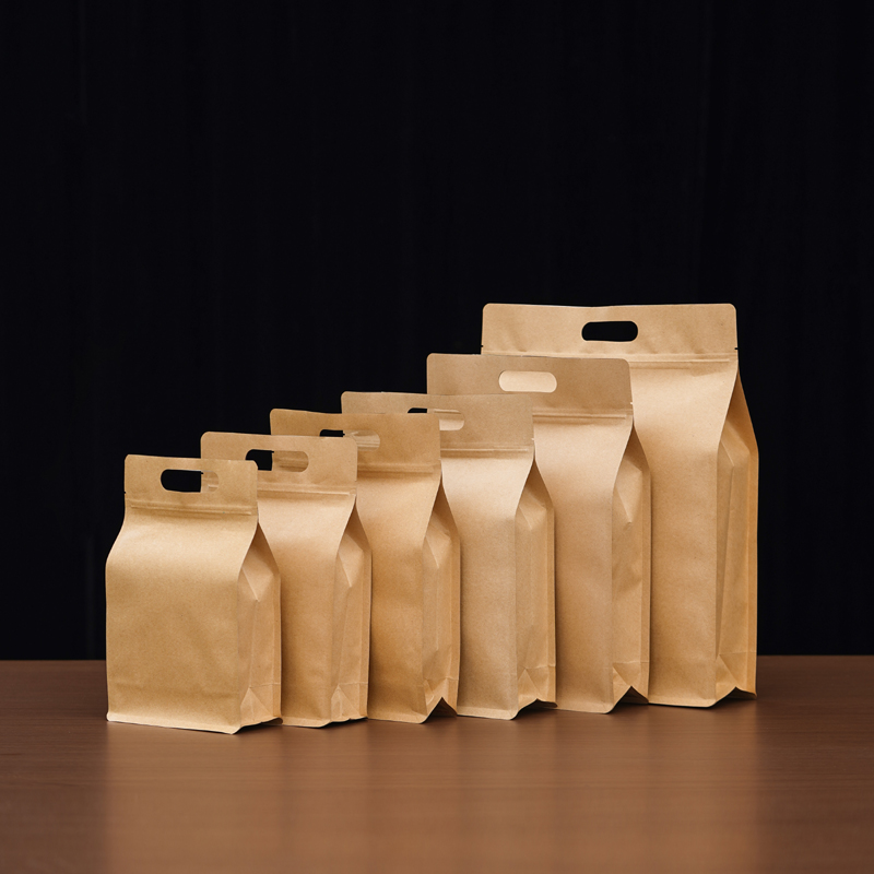 茶叶包装袋子三两半斤500加厚散茶八边封牛皮纸铝箔手提绿红自封