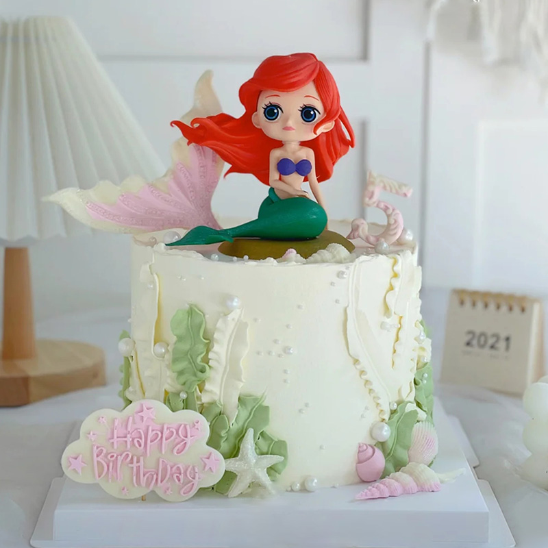 烘焙儿童款生日蛋糕装饰摆件女孩女生人鱼公主美人鱼海洋鱼尾模具
