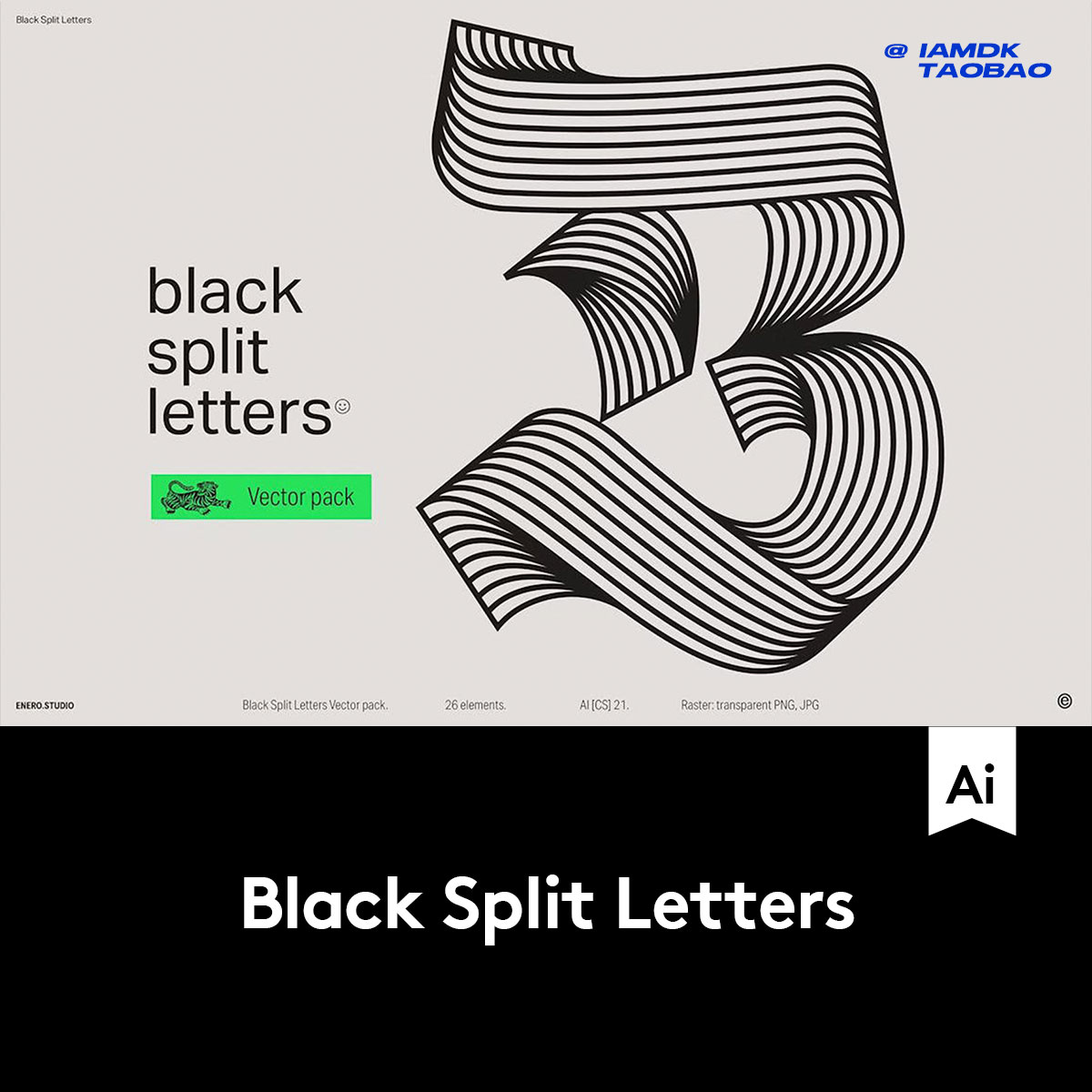 26款创意哥特式3D三维效果大写英文字母AI矢量插图图形设计素材