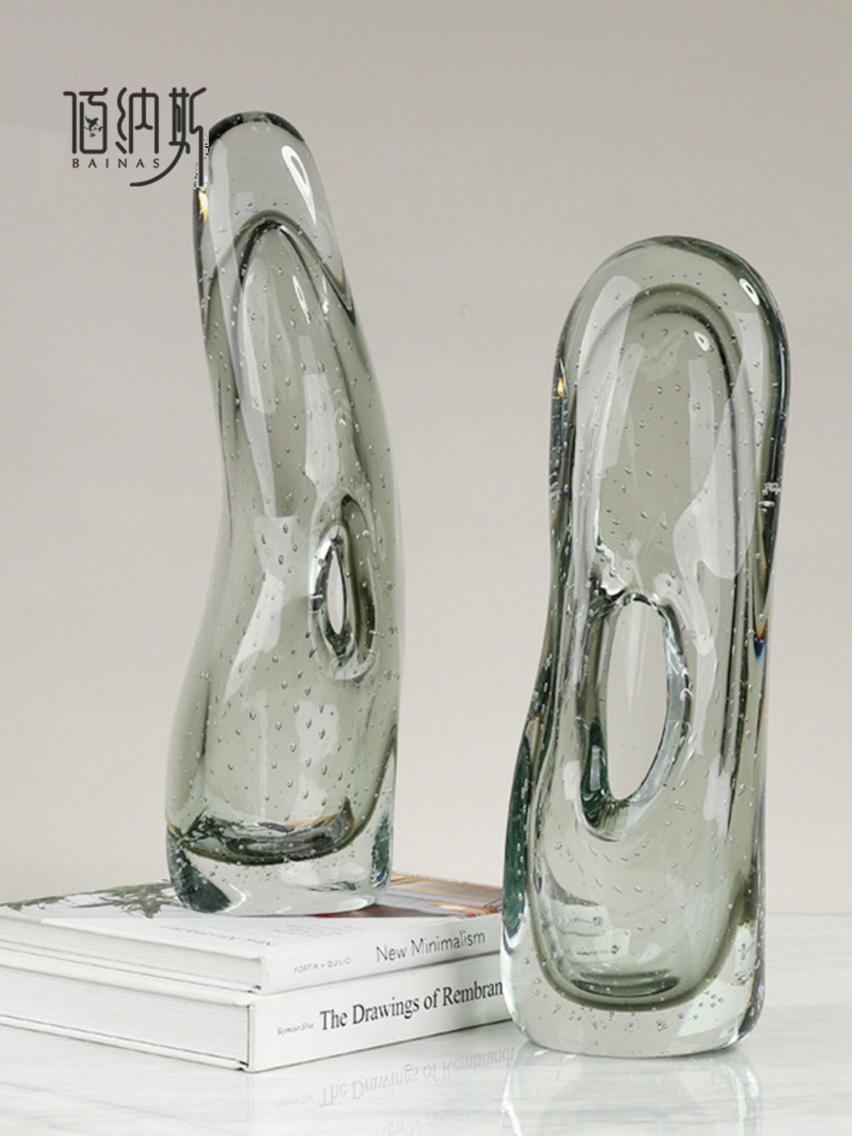 简约现代烟灰色不规则气泡玄关玻璃插花瓶客厅桌面水培装饰小摆件