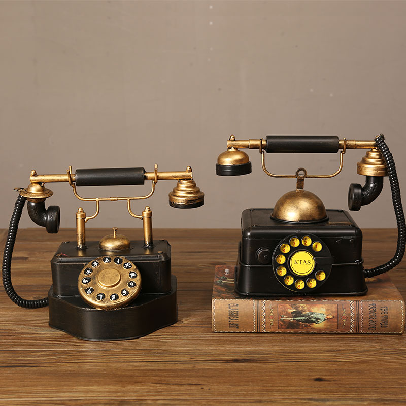 美式复古怀旧电话机装饰摆件书房电视柜老式物件座机拍照摄影道具