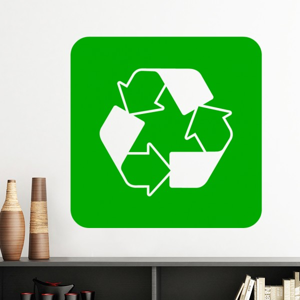 可循环绿色正方形警告禁止标志插画图案墙贴壁纸房间贴花