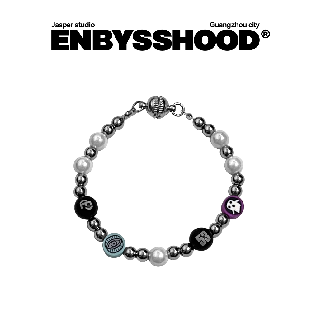 ENBYSSHOOD原创设计欧美嘻哈真实之眼幽灵软陶贝珠字母串珠手链