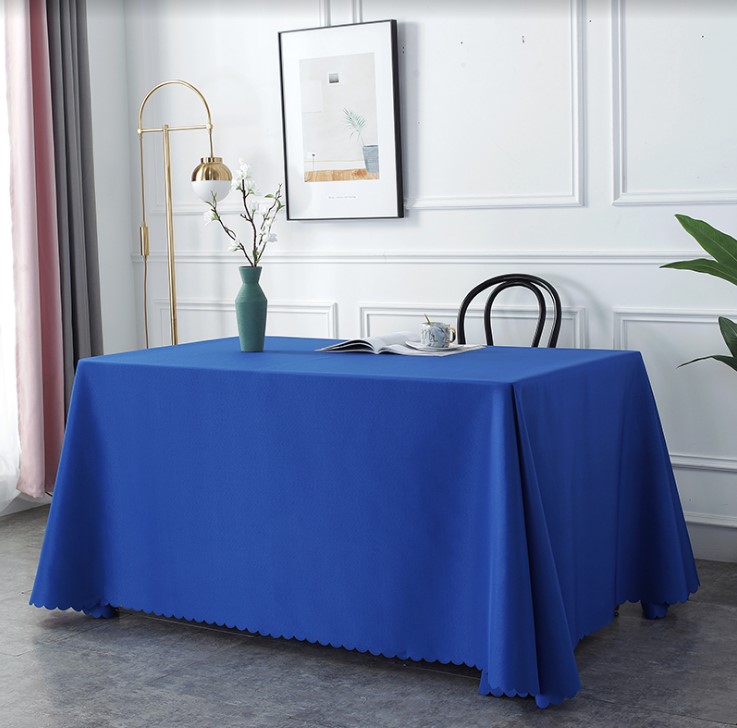 纯色会议桌布长方形办公活动加厚布艺宝蓝色定制桌套展会地推桌布