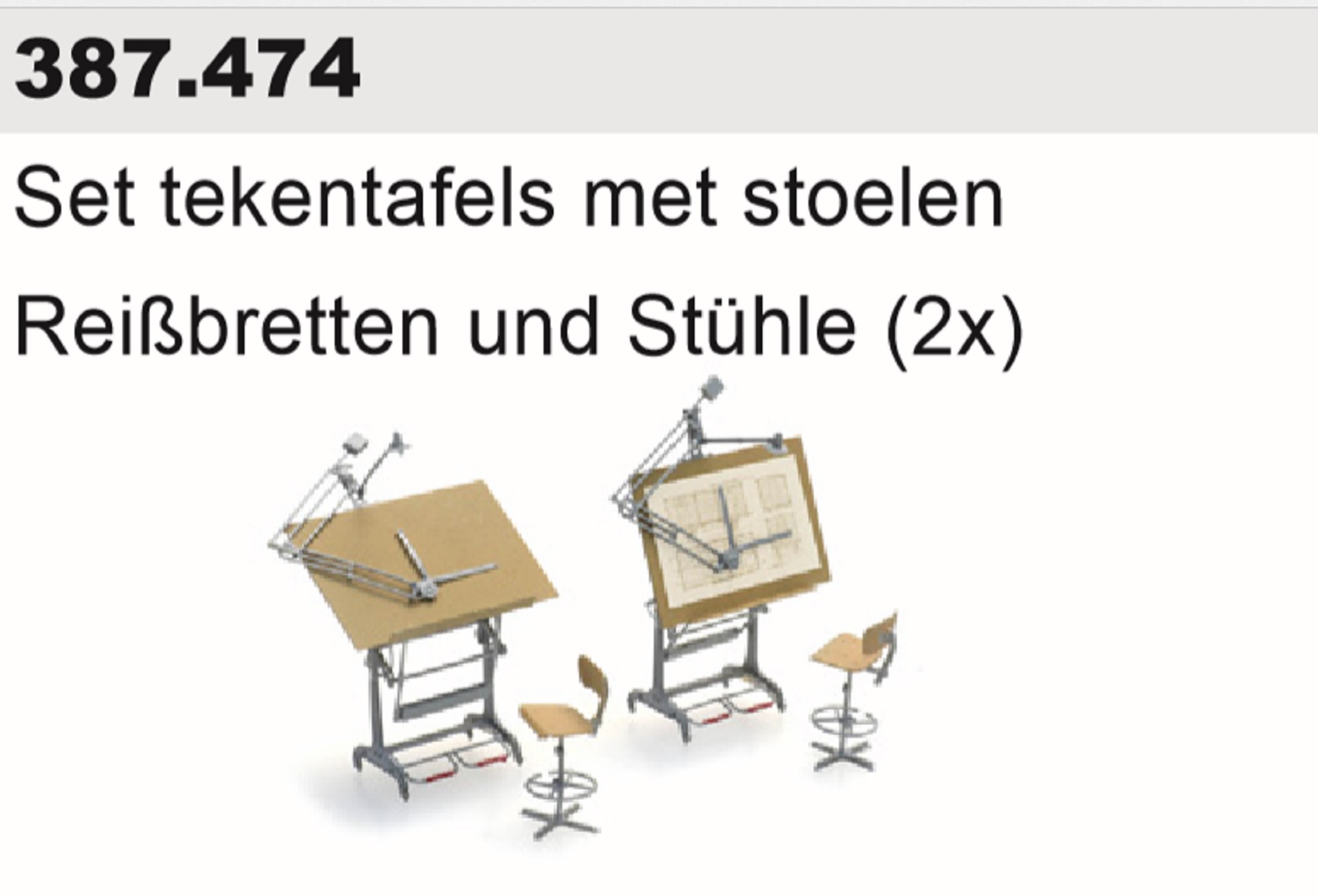 【暫缺】成品 HO 1:87 Artitec 387.474 製圖桌椅