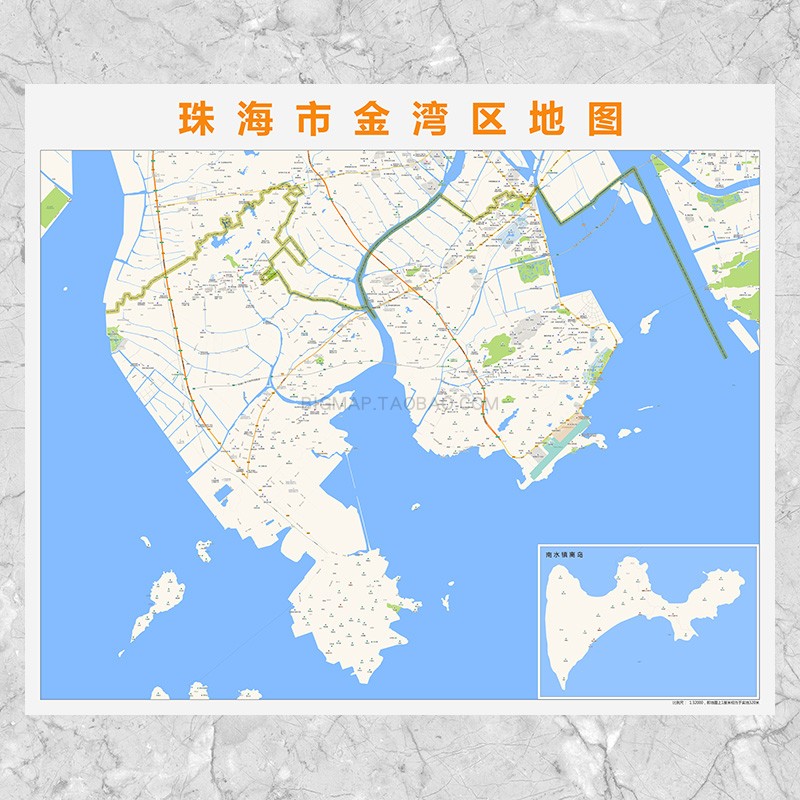 珠海市金湾区地图2022路线定制城市交通卫星影像区域划分贴图