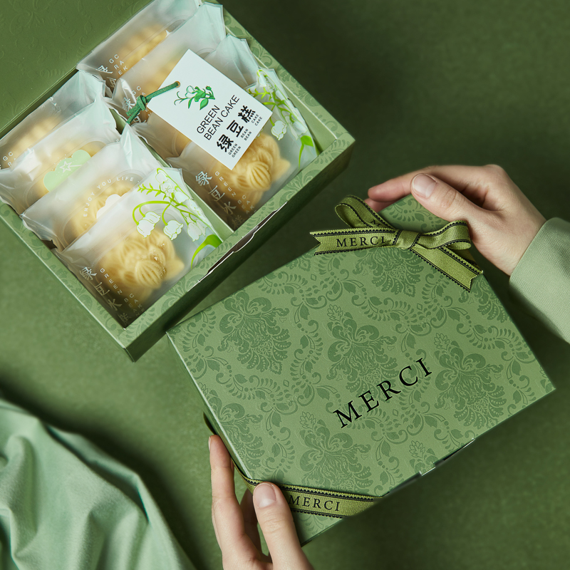 绿豆糕包装盒烘焙点心盒手工绿豆冰糕雪花酥盒玛德琳磅蛋糕打包盒