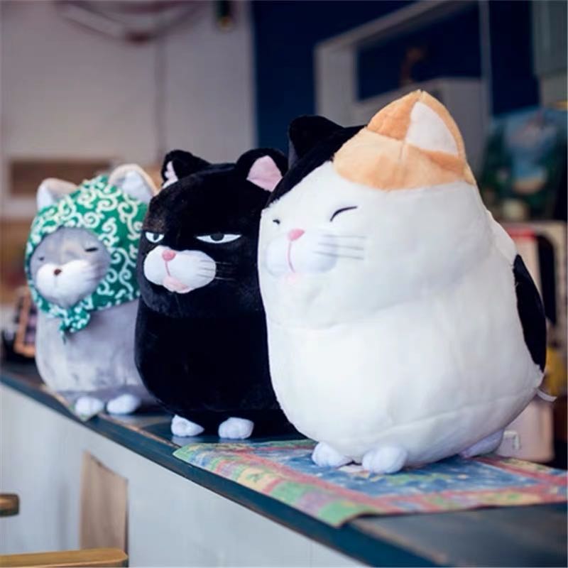 日本黑豆胡子馒头猫小猫咪毛绒玩具搞怪玩偶公仔可爱抱枕女生娃娃