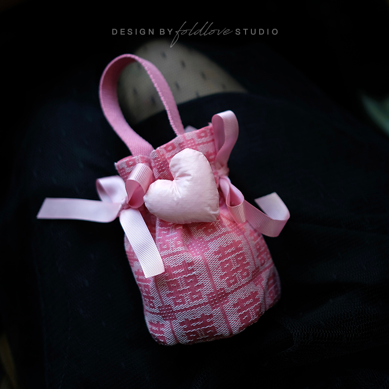 粉色喜糖袋子布袋喜字免折叠喜糖包装袋帆布玫红色喜糖盒网红哲糖