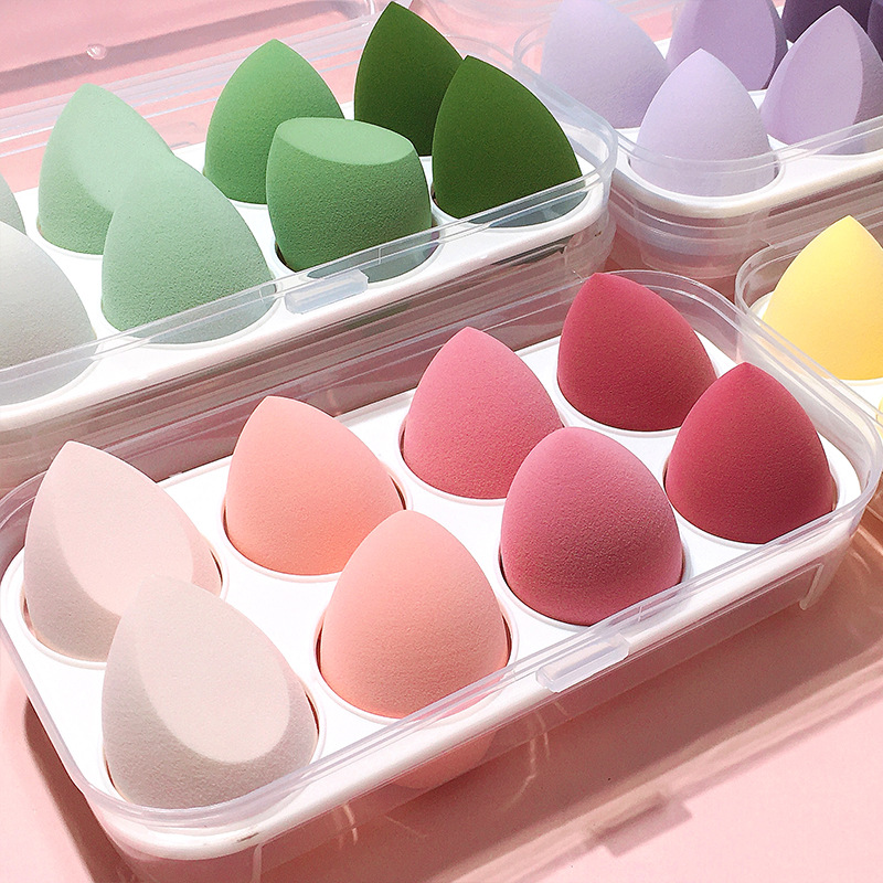 佳琪款推荐八个装美妆蛋不吃粉超软粉扑化妆海绵蛋收纳盒干湿两用