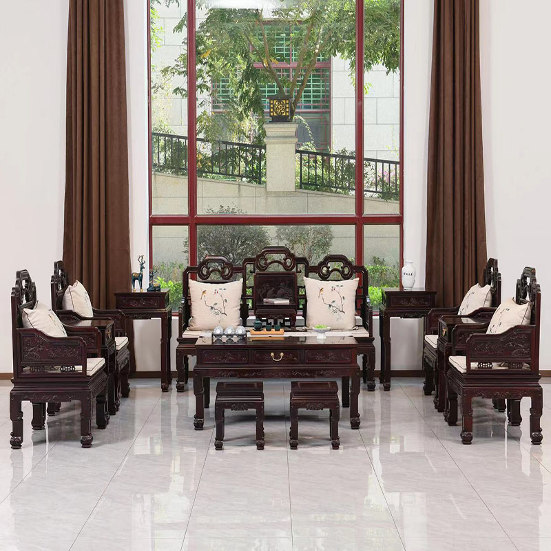 印度小叶紫檀如意沙发十三件套檀香紫檀沙发明清古典家具