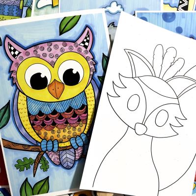 少儿创意美术低龄初级入门线描卡通美术临摹卡儿童绘画创意素材卡