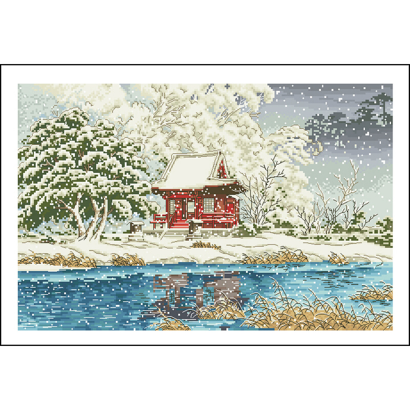 山中的雪景 新款十字绣套件 风景 客厅卧室 精准印花