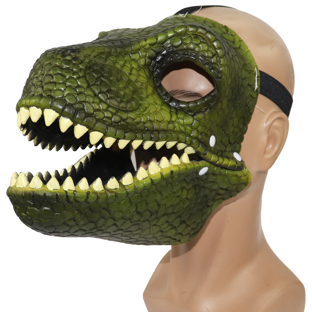 厂家恐怖动物面具吓人霸王龙恐龙面具蛇张嘴万圣节乳胶哥斯拉头套