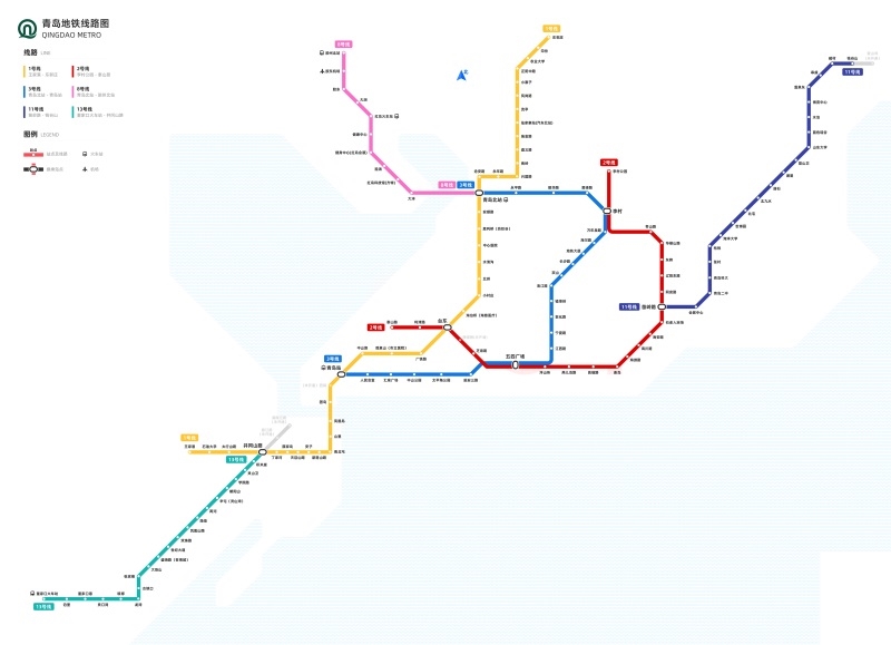 2022版青岛地铁换乘线路图海报轨道山东交通出行图挂图规划图定制