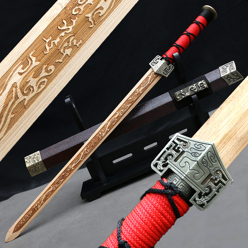 龙泉市汉剑秦剑成人儿童玩具剑男生宝剑木头刀剑长短道具未开刃