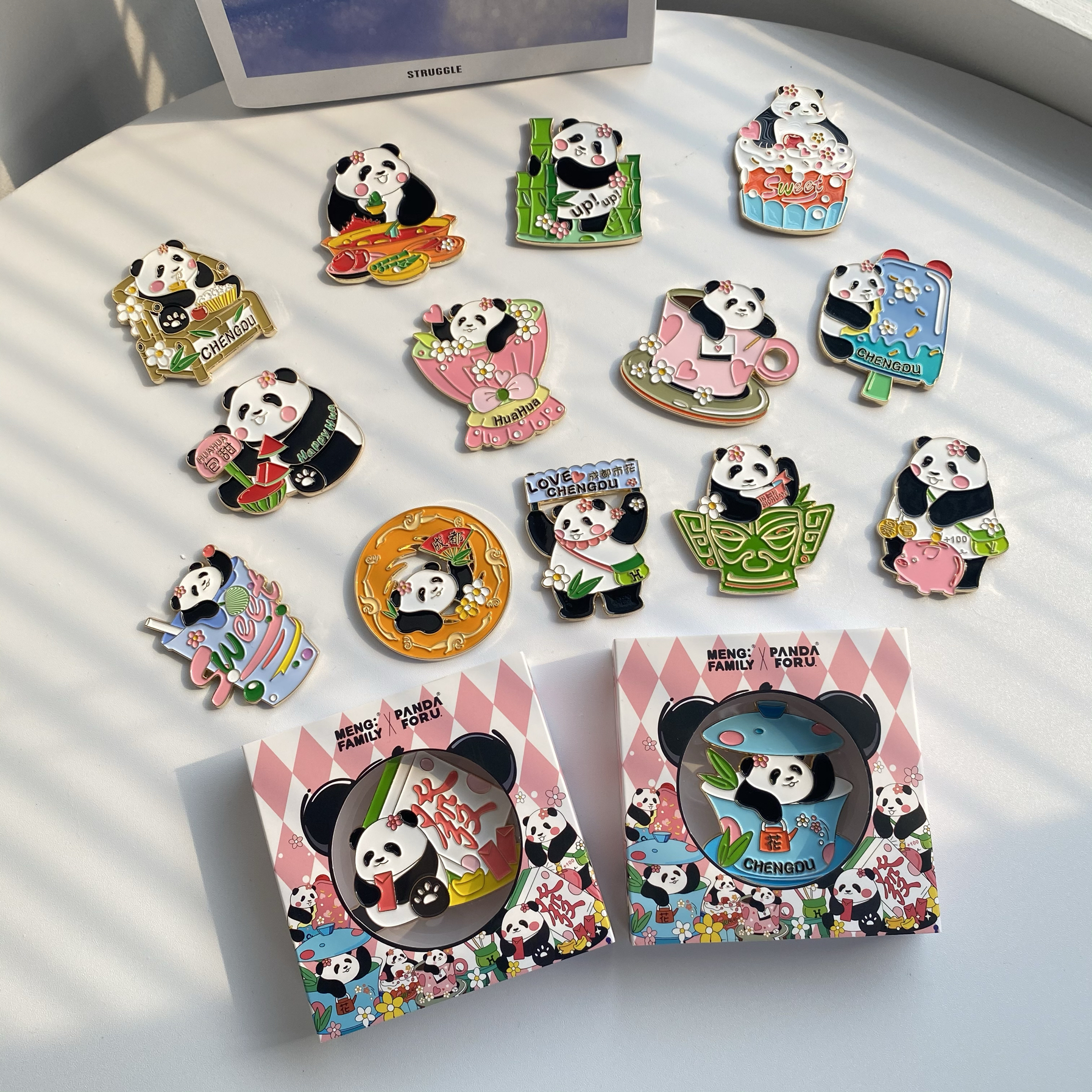 可爱花花金属冰箱贴磁贴个性创意装饰成都熊猫基地旅游纪念品礼物