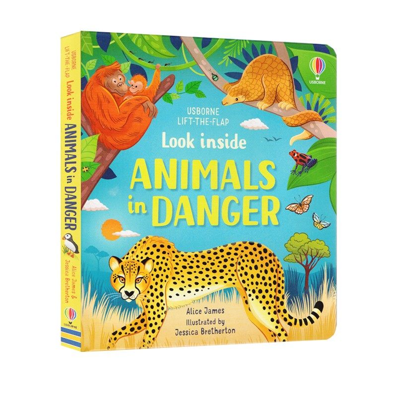 Look inside Animals in Danger 看里面揭秘系列 濒危动物 进口英文原版 儿童启蒙英语绘本 纸板翻翻科普图画书 尤斯伯恩