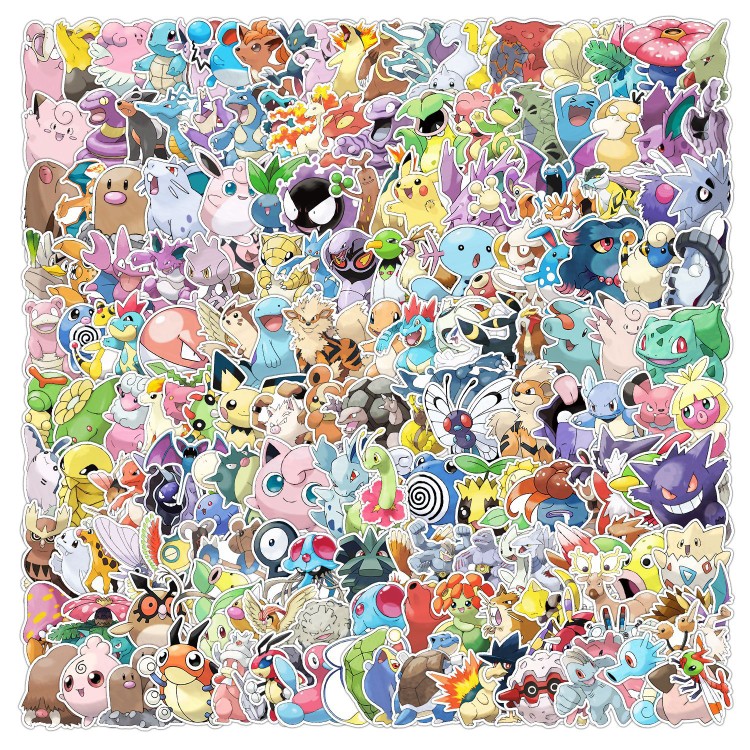 350张宠物小精灵宝可梦Pokemon儿童卡通贴纸笔记本手机壳水杯装饰