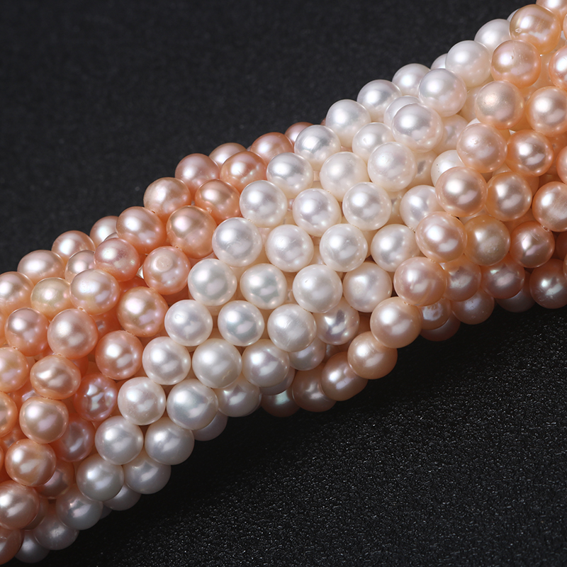 正品性价比款6-7mm近圆天然淡水珍珠半成品散珠diy饰品裸珠配件
