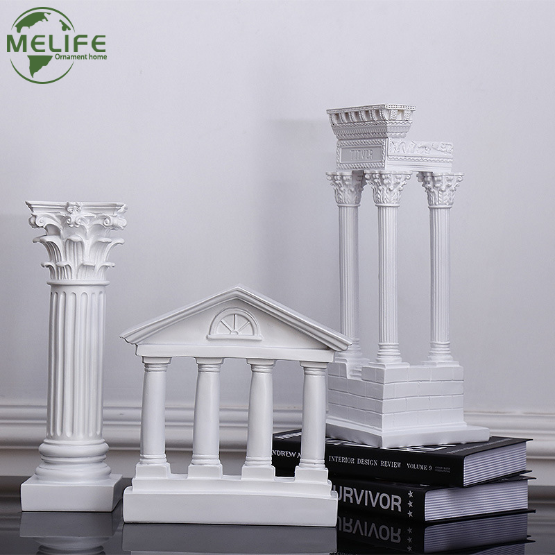 希腊古城神庙建筑模型罗马柱摆件欧式复古装饰树脂雕塑工艺装饰品