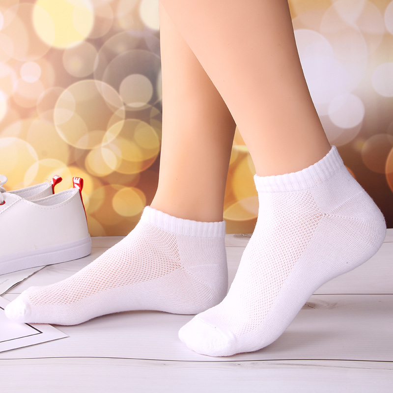 袜子女短袜夏季薄款低帮浅口船袜网眼透气纯白色夏天女袜运动学生