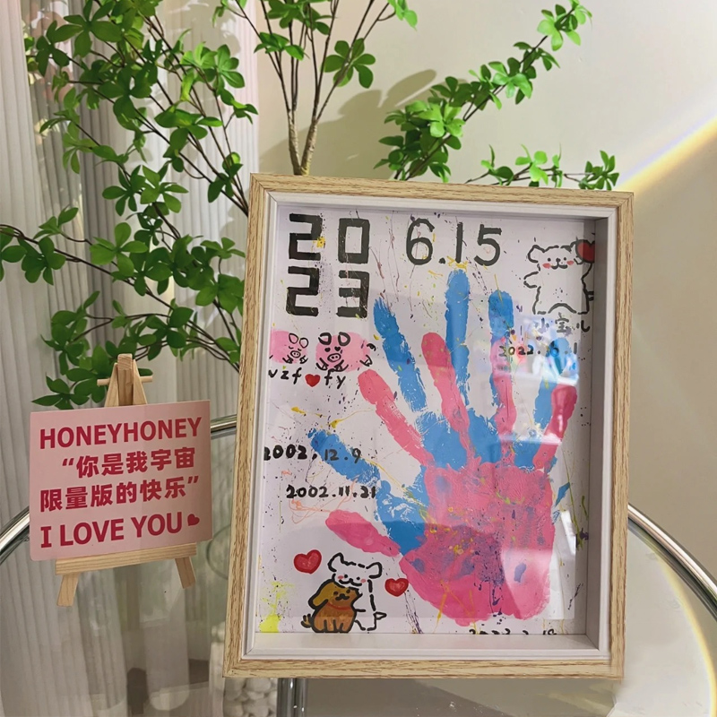 情人节生日礼物手工画新奇七夕情侣手印相框送男女朋友一周年纪念