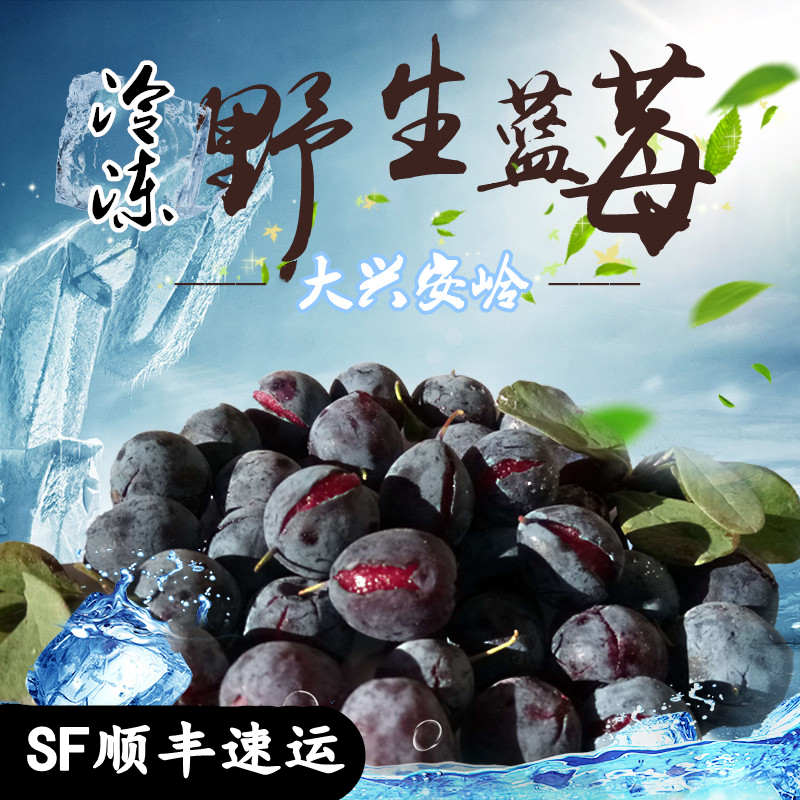 东北大兴安岭野生冷冻新鲜蓝莓果水果天然冻笃柿融化果酱状2500g